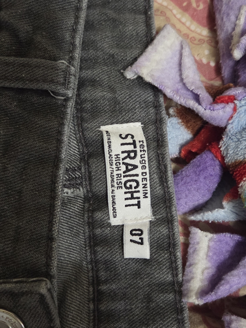 Refuge Denim Straight High-Rise  Jeans in Gray Black Wash